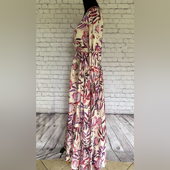 Akira Chicago size S dress floral maxi dress cinched waist with tie boho - Picture 2 of 4